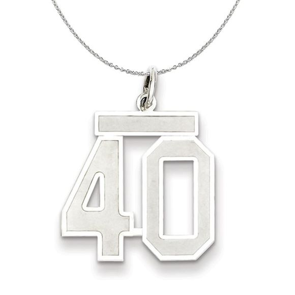 Sterling Silver, Jersey Collection, Medium Number 40 Necklace - 18 In